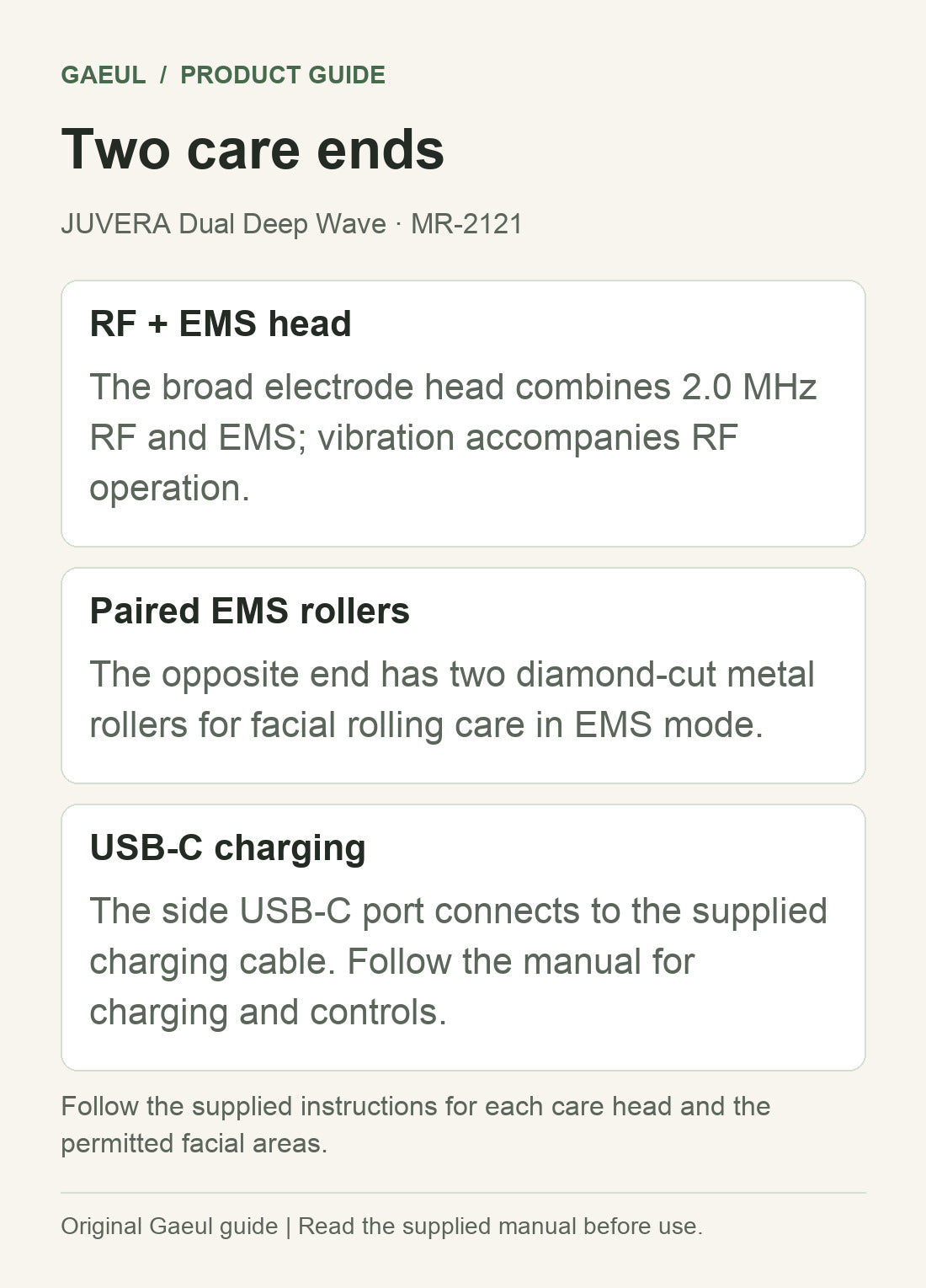 JUVERA Dual Deep Wave · MR-2121: two care ends.