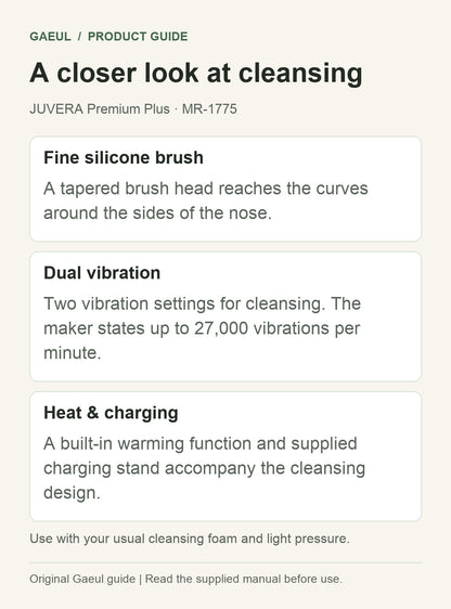JUVERA Premium Plus · MR-1775: a closer look at cleansing.