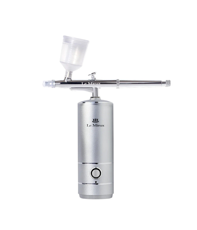 Silver Le Mieux Ionized Oxygen Infuser with sprayer wand and transparent flask; Device Only package.