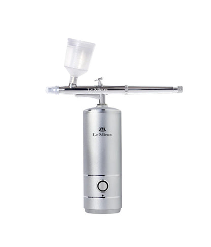 Silver Le Mieux Ionized Oxygen Infuser with sprayer wand and transparent flask; Device Only package.