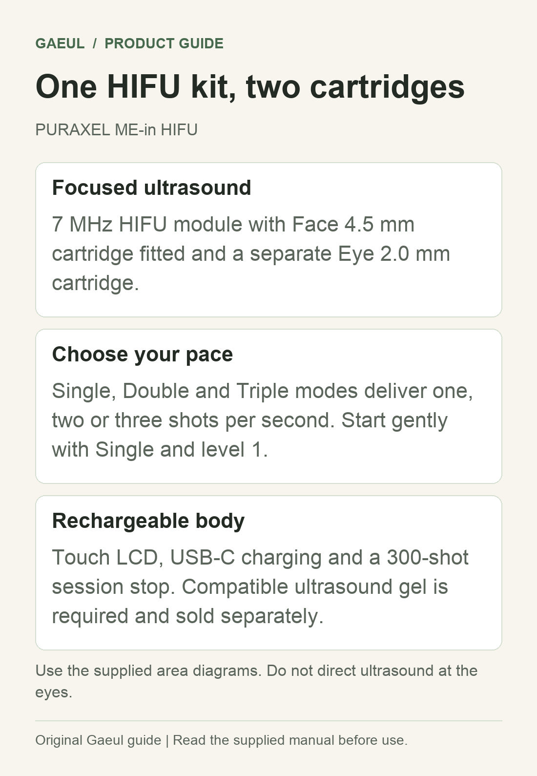 PURAXEL ME-in HIFU: One HIFU kit, two cartridges