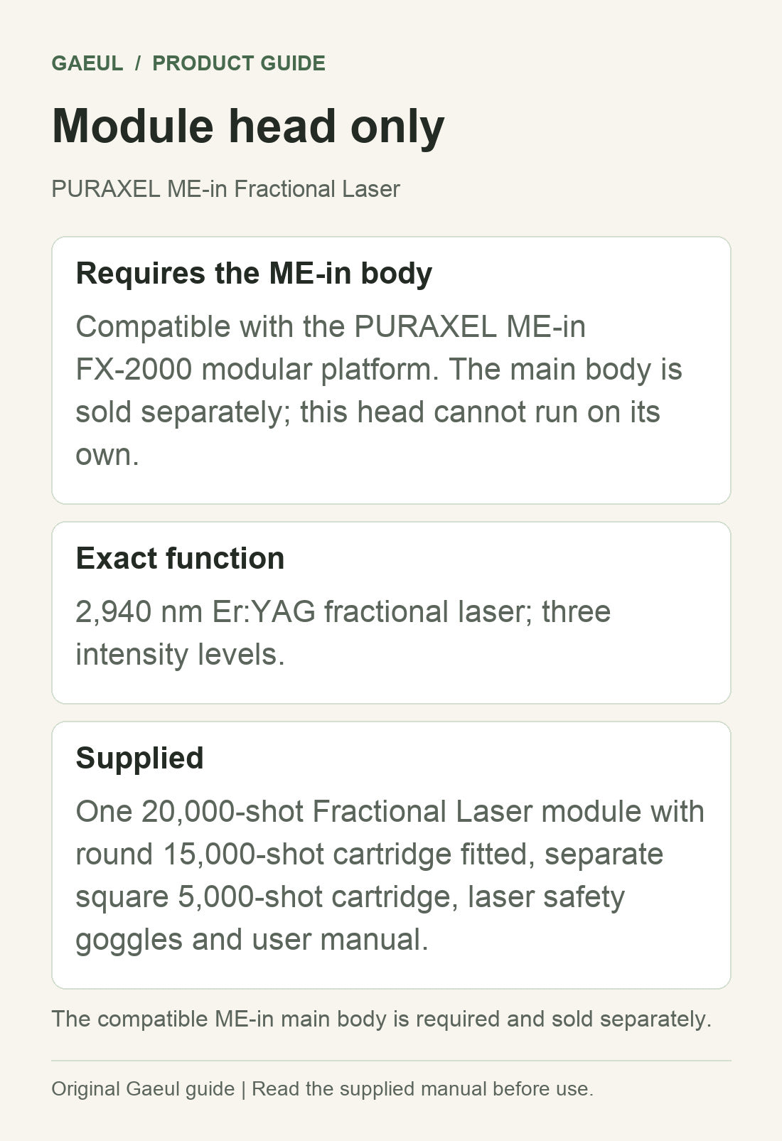 PURAXEL ME-in Fractional Laser: Module head only