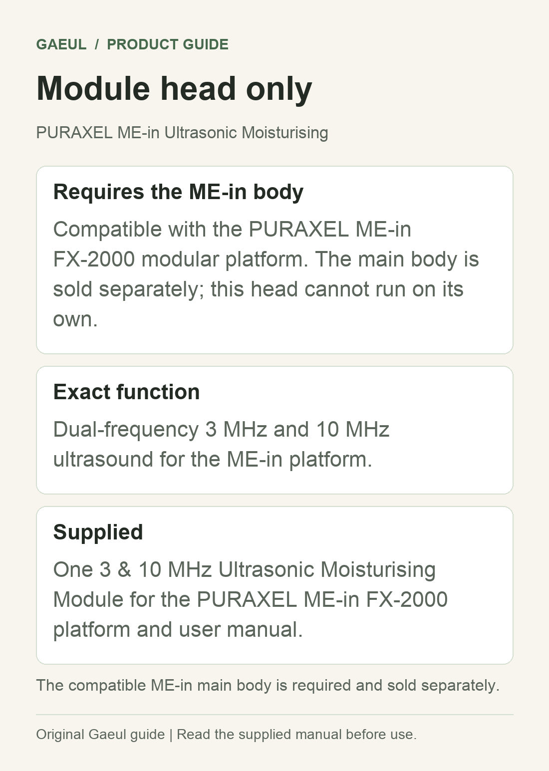 PURAXEL ME-in Ultrasonic Moisturising: Module head only