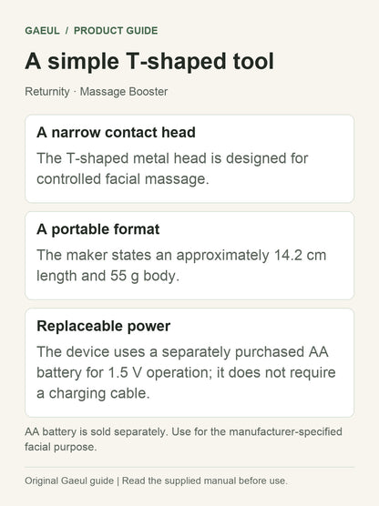 Returnity · Massage Booster: a simple t-shaped tool.