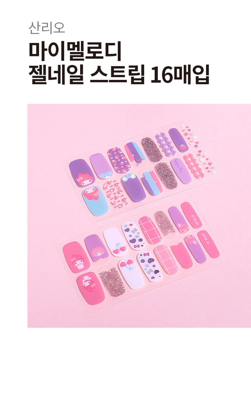 Daiso - My Melody Gel Nail Strips (16 Pieces)