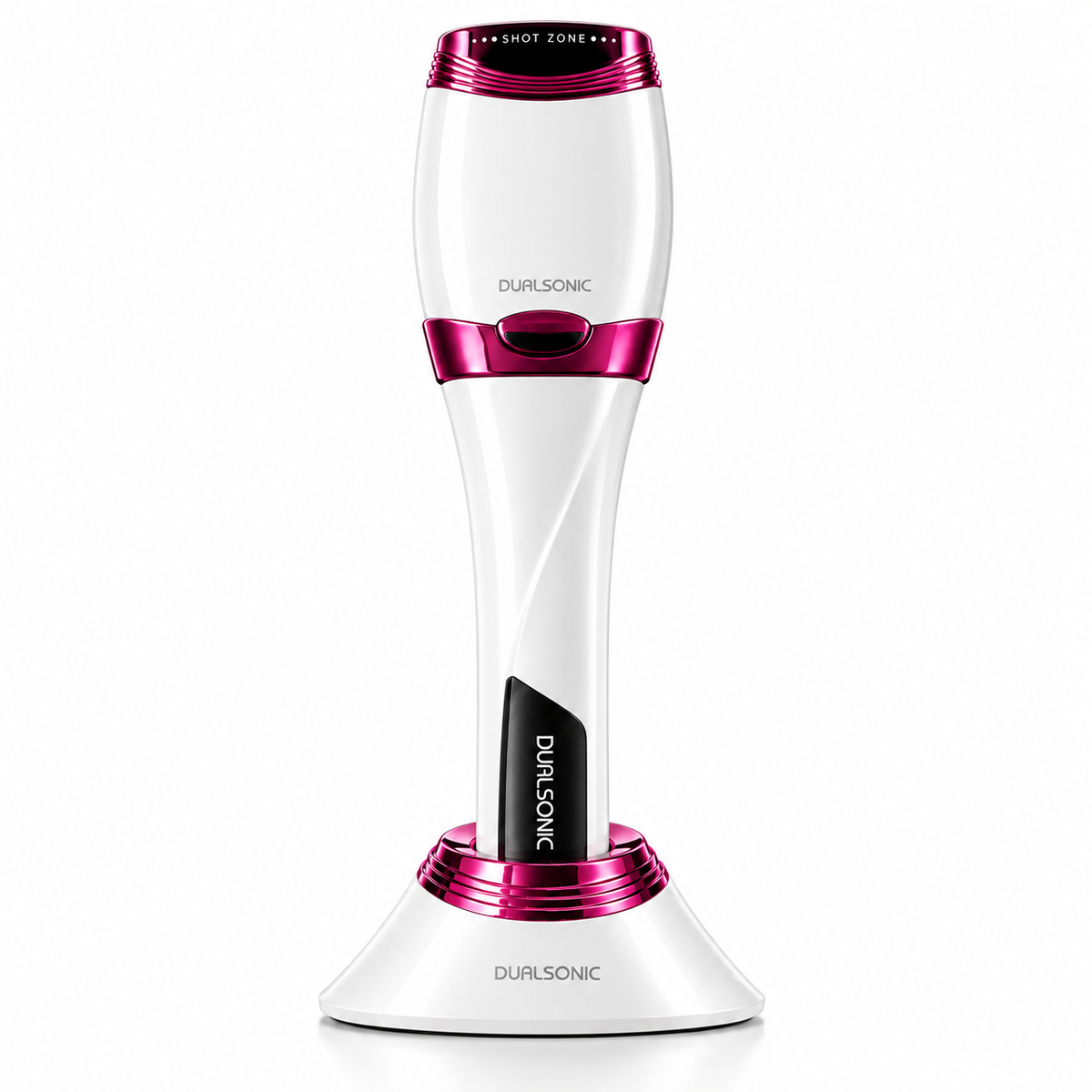 DUALSONIC OPTIMUM beauty device in Ruby with charging cradle