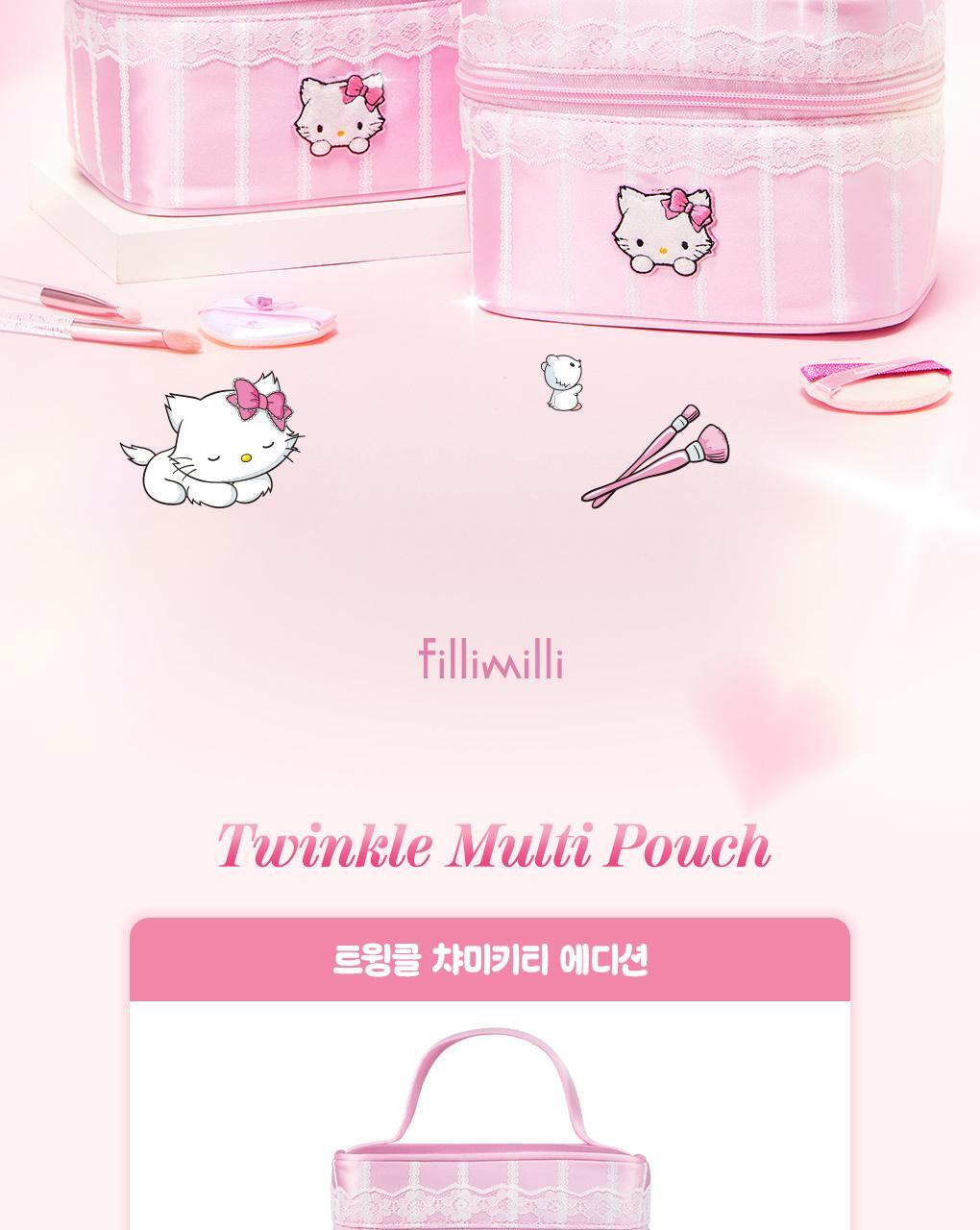 Fillimilli X CHARMMYKITTY - 3 Accessories (Multi Pouch / UV Protection 3-Fold Umbrella / Picnic Mat &amp; Pouch)