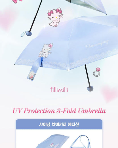 Fillimilli X CHARMMYKITTY - 3 Accessories (Multi Pouch / UV Protection 3-Fold Umbrella / Picnic Mat &amp; Pouch)
