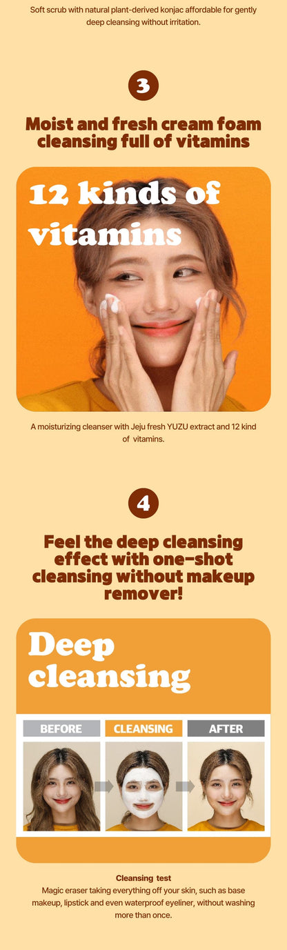 LALARECIPE - Yuzu Self-Foaming 3-in-1 Peel Cleanser