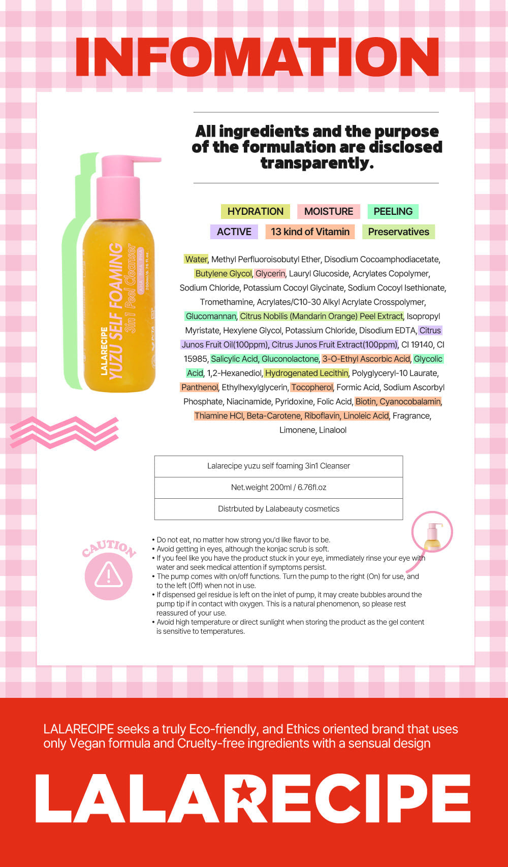 LALARECIPE - Yuzu Self-Foaming 3-in-1 Peel Cleanser